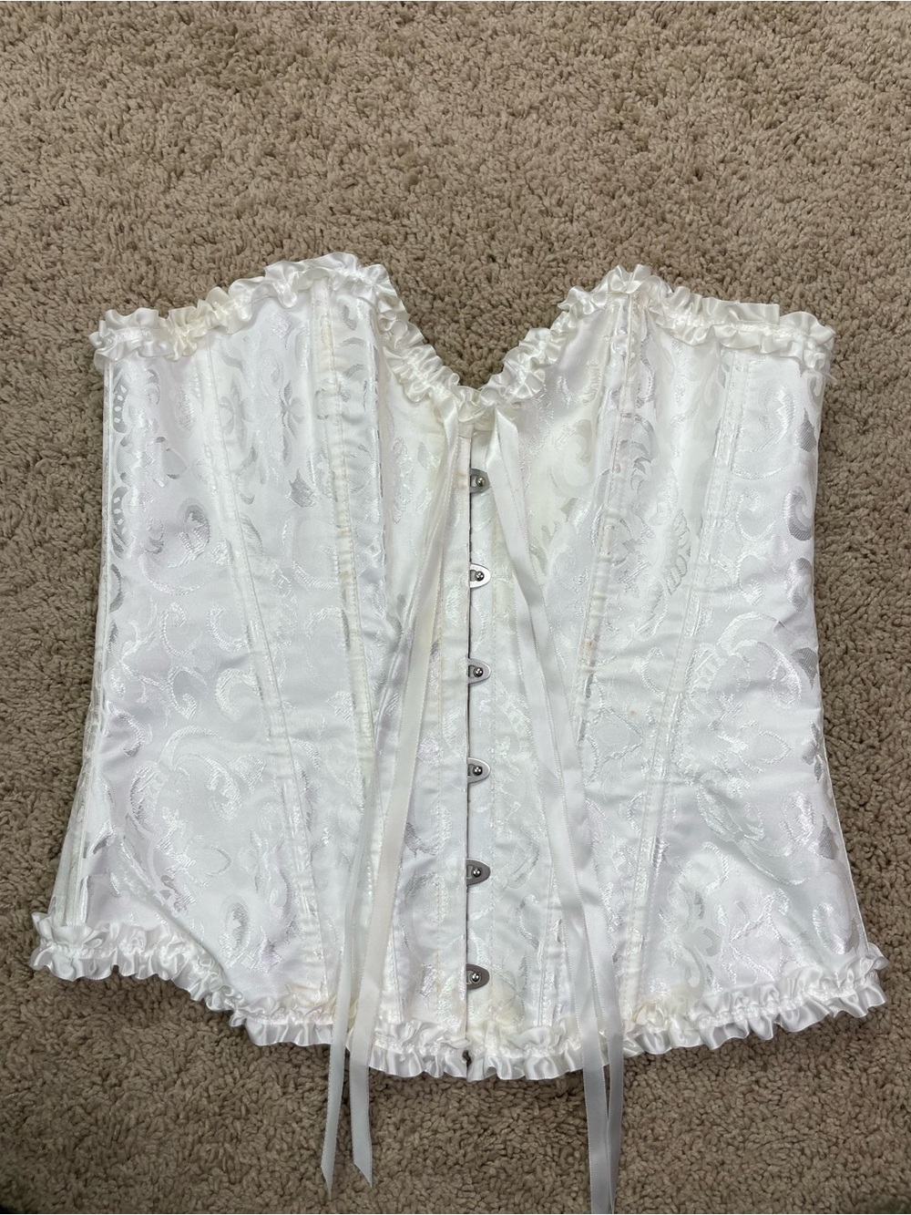 White Satin Brocade Corset Top‎